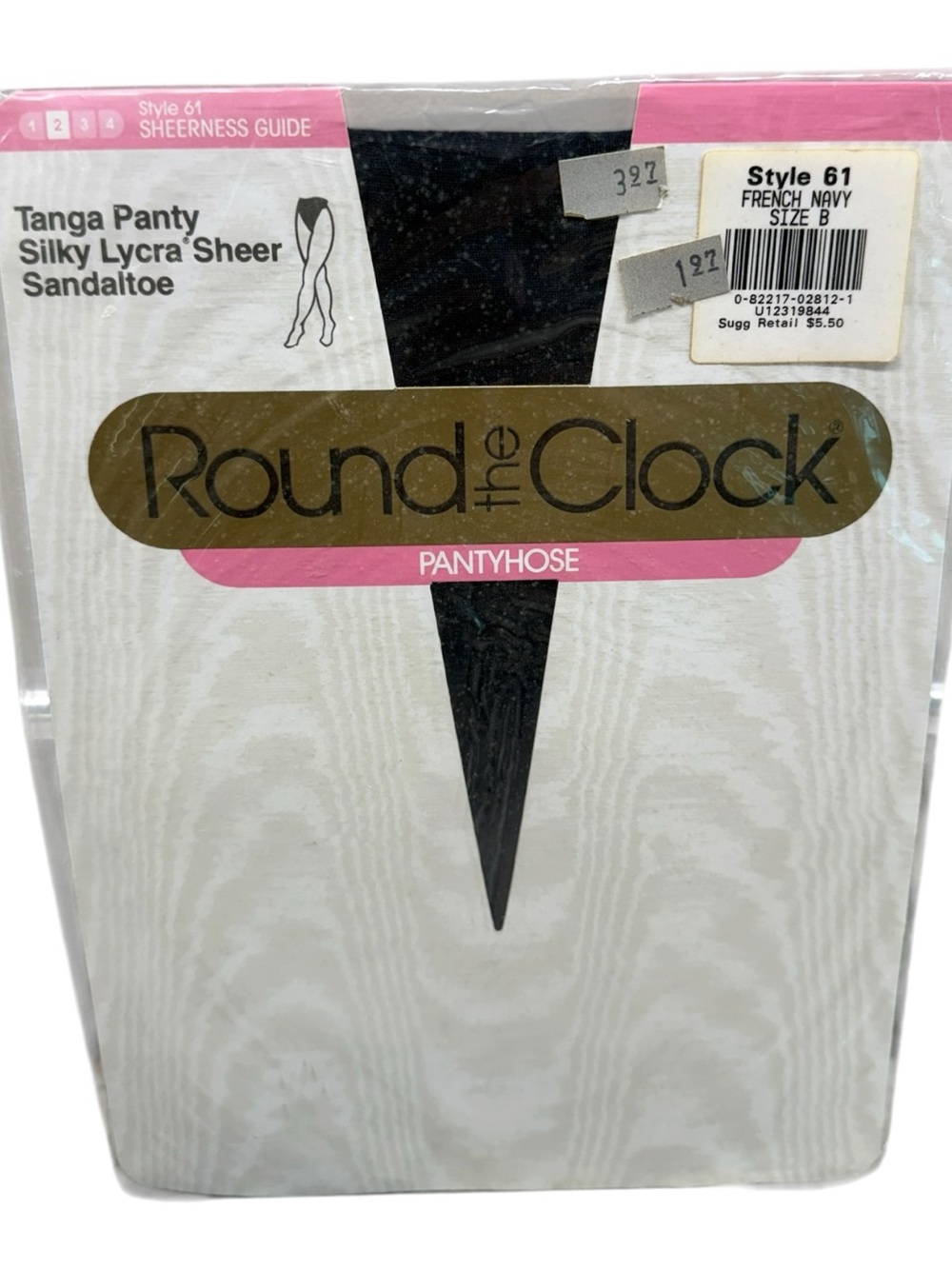 Vintage Round the Clock Tanga Panty Silky Lycra Sheer Pantyhose French Navy B
